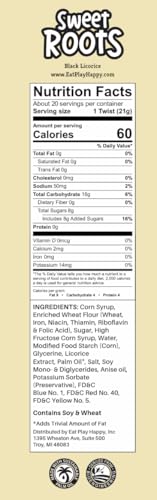 Sweet Roots Black Licorice Twists – 1 Bag (16 oz) – Jumbo Size Candy Sticks | Vegan, Fat Free, Kosher | Soft Gourmet Licorice Candy with Classic Black Licorice Flavor