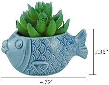 VanEnjoy 5" Ceramic Succulent Pot - Cute Ocean Blue Seashell Series, Conch Shaped Cactus Planter, Flower Pottery Bonsai (Seashell M)