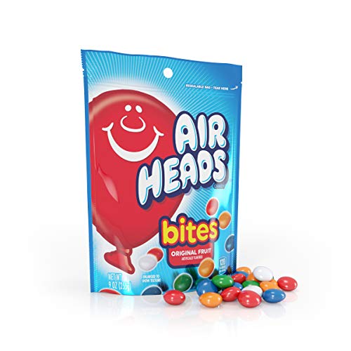 Airheads Candy Bites, Assorted Fruit Flavors, 2 Ounces (18-Pack) | Individually Wrapped Bulk Candy, Chewy Candy Bags