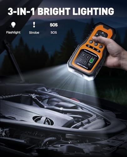 Car Battery Jump Starter with OBD2 Scanner 5000A, Car Battery Jumper Starter Portable (All Gas/10L Diesel), 12V Jump Box Jumper Cables