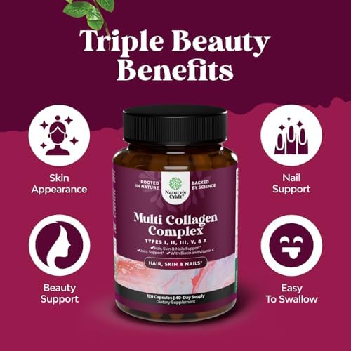 Advanced Multi Collagen Complex - Ageless Multi Collagen Peptides Supplements with Type 1 2 3 5 & X & Biotin for Hair