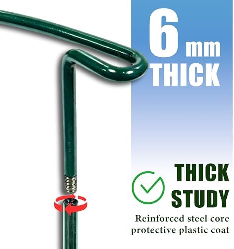 TCBWFY 10 Pack Garden Plant Support Stakes, 10" Widex16 High Heavy Duty Interlinked Half Round Peony Support Ring Cage for Indoor Outdoor Plants