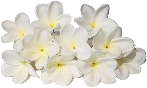 10PCS Artificial Plumeria Flowers with Stem, Apricot | Natural Real Touch,DIY Cake Decoration, Hawaiian Part, Luau Decor, Wedding Bouquets