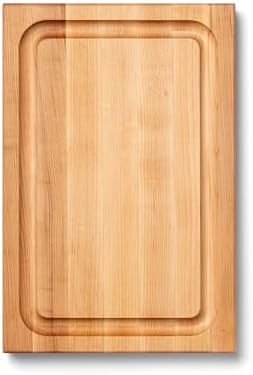 John Boos BBQ Series Rectangular Wooden Maple Cutting Board 18”x12” – 1.5” Thick, 8.5-lb Reversible Butcher Block with Juice Groove