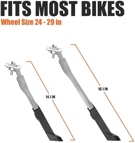 BV Bicycle Kickstand for 24”-28” - Adjustable Bikes Kickstand for Adult Bike with Non-Slip Foot & Spring-Loaded Latch for Stable Any-Angle Stance (Silver, Regular Duty)