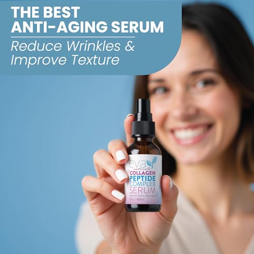 Eva Naturals Collagen Peptide Serum, Hyaluronic Acid, Fine Lines, 2 oz | Firming, hydrating, wrinkle reducer, anti-aging, for women & men, for face