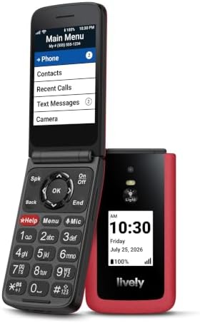 LIVELY Jitterbug Flip Cell Phone for Seniors, Flip2, Red