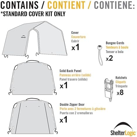 ShelterLogic Replacement Cover Kit Only No Frame-12x20x8 Peak 805119 for Models 62691,62791,62678 (14.5oz Gray)