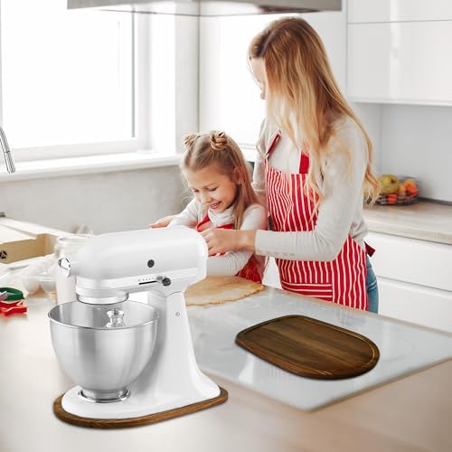 Mixer Slider Mat for KitchenAid 4.5-5 Qt Tilt Head Stand Mixers (Brown) | Pine Wood Moving Tray for Kitchenaid Artisan, Storage Organizer for Kitchen Countertop Accessories and Attachments