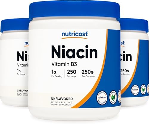 Nutricost Niacin (Vitamin B3) Powder 250 Grams, May Cause Flush | 1 g Per Serving