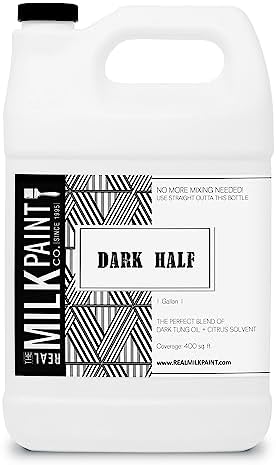 Real Milk Paint Dark Half, Dark Tung Oil and Orange Peel Oil for Wood Finishing, Cutting Boards, Butcher Blocks, Wood Floors, Clay, Stone, and Slate, Food Grade, 1 Gallon