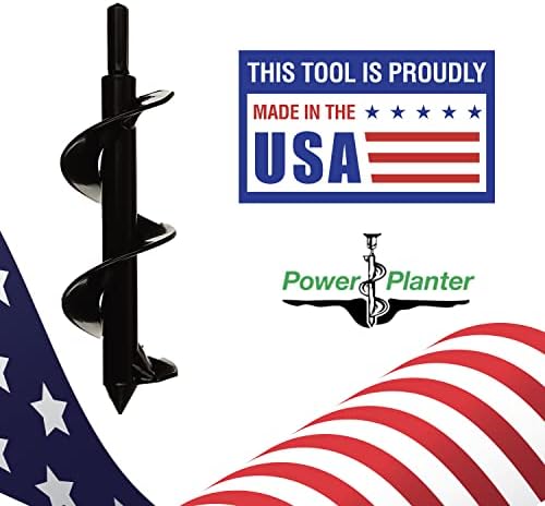 Flower Planting Auger & Grass Plug Tool - Compact Auger Drill Bit for Planting Flowers & Grass Plugs - Garden Digging Tool for Soil & Sand - 2" x 7"