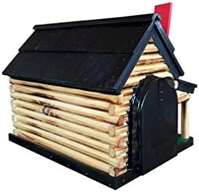 Log Cabin with Porch Wooden Mailbox Black Amish Made in USA
