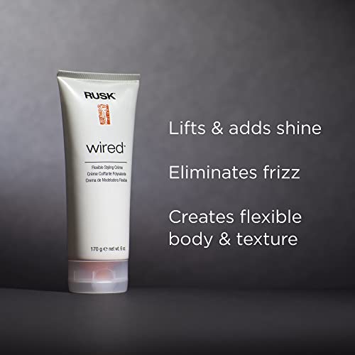 RUSK Wired Flexible Styling Cream - Frizz Control Hair Styling Products for Textured Definition & Pliable Hold - Flexible Hair Cream for All Types (6 oz)