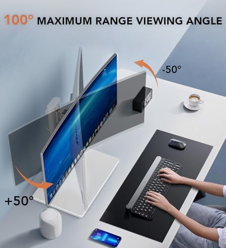 Single LCD Computer Monitor Free-Standing Desk Stand Mount Riser for 13 inch to 32 inch screen with Swivel, Height Adjustable, Rotation, Vesa Base Stand Holds One (1) Screen up to 77Lbs(HT05B-001))