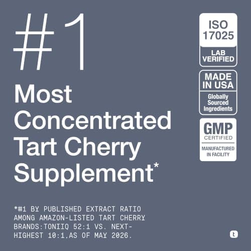 Toniiq Tart Cherry Capsules – Ultra High Potency 52:1 Extract