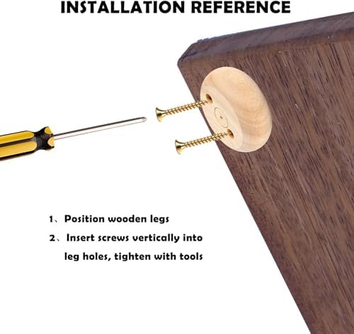 Pack of 4 Walnut Furniture Legs Round Bun Feet 2" Tall Wood Sofa Legs Replacement Legs for Cabinet Couch Chair Dresser