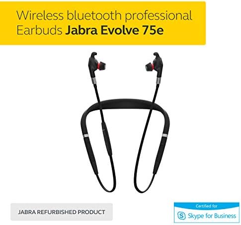 Jabra Evolve 75e MS Optimized Wireless Bluetooth Earbuds in Ear Noise Cancelling with Professional Sound (Renewed)