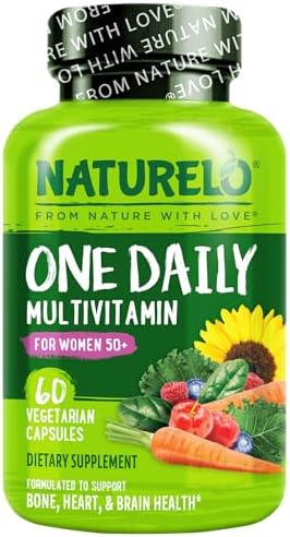 NATURELO One Daily Multivitamin for Women 50+ (Iron Free) - Menopause Support for Women Over 50 - Whole Food Supplement - Non-GMO - No Soy - 60 Capsules - 2 Month Supply | Energy Support, Whole Food Daily Women Multivitamin Supplement, Nourish Hair/Skin/…