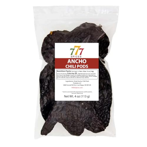 4oz Ancho Poblano Dried Whole Chiles Peppers, Chili Pods for Authentic Mexican Food, Chile Seco
