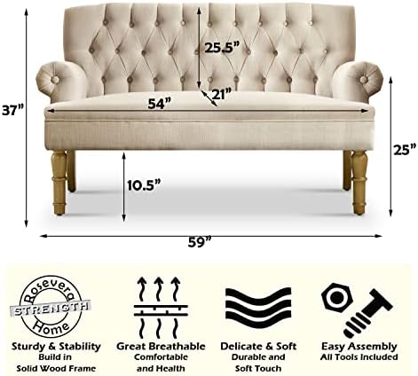 Rosevera Loveseat Sofa for Living Room - Linen, Warm Beige