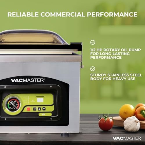 VacMaster VP230 Chamber Vacuum Sealer – Commercial Vacuum Sealer Machine for Food with 1/2 HP Oil Pump, 12.25” Seal Bar for 12” x 15” Bags