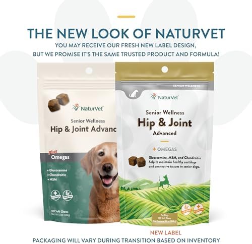 NaturVet – Senior Wellness Hip & Joint Advanced Plus Omegas | Help Support Your Pet’s Healthy Hip & Joint Function | Supports Joints, Cartilage & Connective Tissues | 120 Soft Chews