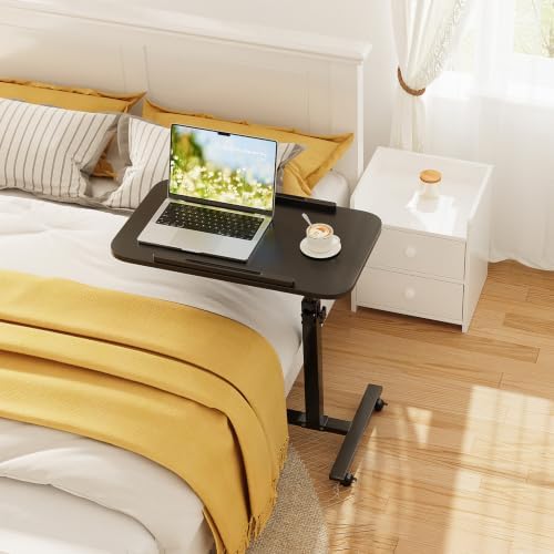 Furist Bed Desk Adjustable Overbed Bedside Table Rolling Laptop Tray Desk Cart Height Portable Mobile Sit Stand Table Tilting Hospital Bed with Wheels