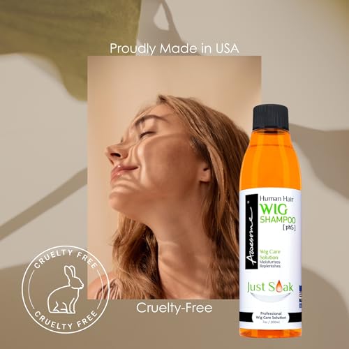 Awesome Human Hair Wig Shampoo, pH5, Wig Care Solution, Adds Body & Volume, Promotes Silkiness and Shine, Detangle Wig & Easy Combing, Provides Freshness Feeling (7 fl oz) | pH5 human hair formula lifts buildup with no scrubbing, curl pattern stays set