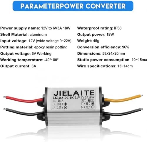 Weewooday 2 Pcs 12v to Dc 6v Buck Converter Voltage Regulator, Waterproof Car Power Converter