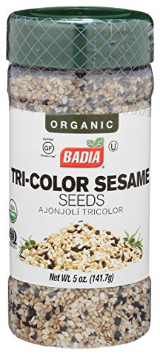 Badia Organic Tri-Color Sesame Seeds 5 oz – Nutty and Crunchy Blend of White, Black & Toasted Sesame Seeds