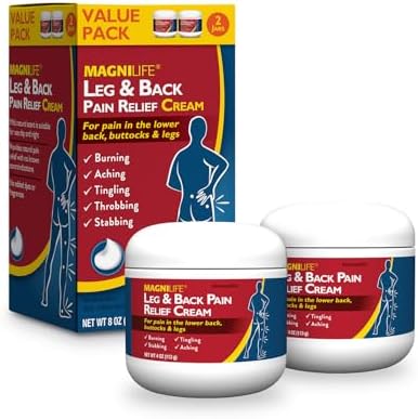 MagniLife Leg & Back Pain Relief Cream (4 oz), Topical Support for Leg Pain & Lower Back Discomfort, Fast Absorbing, No Residue, Mild Scent, Massage-in Formula