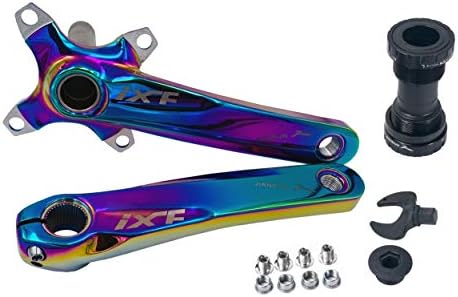 Bike Crank Arm Set 170mm 104 BCD with Bottom Bracket Kit and Chainring Bolts for MTB BMX Road Bicycle (Colorful)
