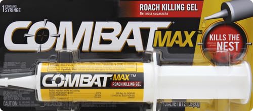 Combat Max Roach Killing Gel, Indoor and Outdoor Use, 1 Syringe, 2.1 Oz | Starts working in hours, fast control of large roaches, long residual action, unscented, transparent gel