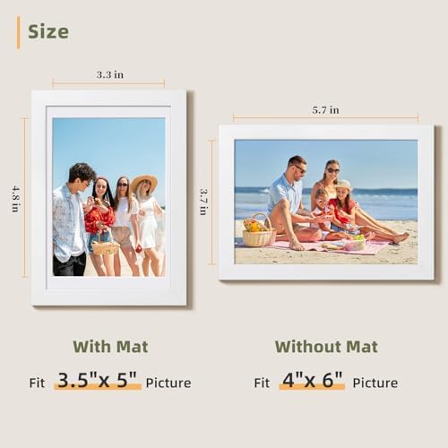 HappyHapi 8x10 Picture Frame Set of 6, Wall or Tabletop Display, White