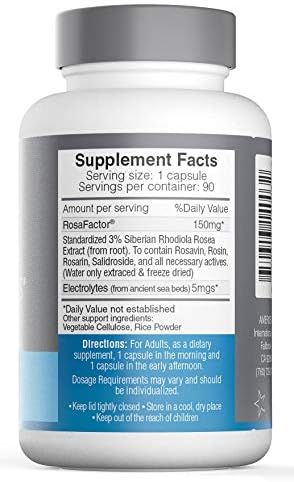 Rosavin Plus® with Electrolytes- Siberian Rhodiola rosea 90 V-capsules 150mg by AMERIDEN INTERNATIONAL, INC