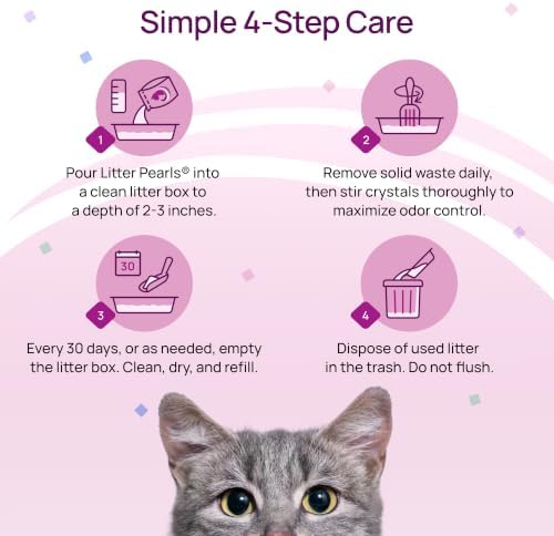 Litter Pearls Micro Crystals Unscented Non-Clumping Crystal Cat Litter with Odorbond, 7 lb, White, Clear and Blue Crystals (LPMC7)