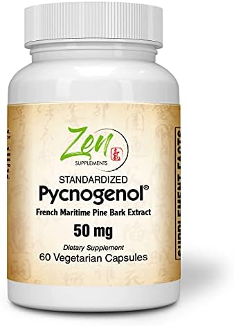 Pycnogenol 50mg - Standardized French Maritime Pine Bark Extract for Antioxidant & Inflammation Support - Non-GMO, Gluten & Soy Free 60-Vegcaps
