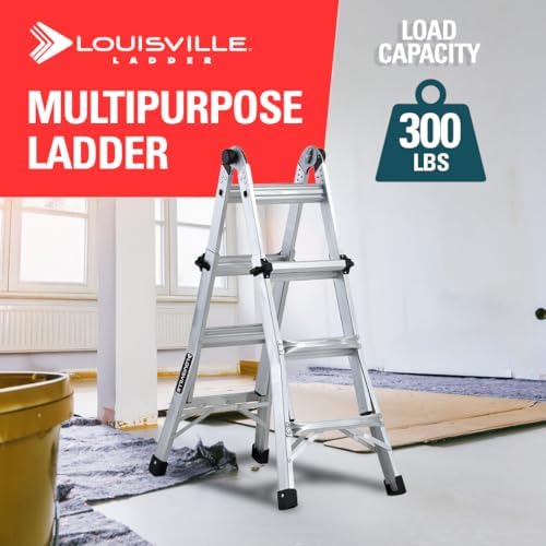Louisville Ladder 13-Foot Aluminium Multipurpose Ladder, 300-Pound Load Capacity, Type IA, L-2098-13