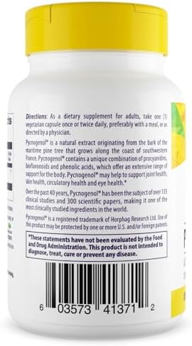 Healthy Origins Pycnogenol Pine Bark 100 mg, 60 Veggie Caps
