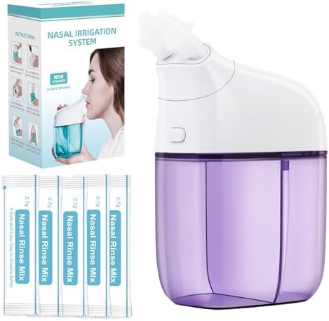 Nasal Irrigation System with 30 Saline Packets Nasal Care, Sinus Rinse Machine, Nasal Rinse Machine, Nasal Cleaner with Auto Waste Collection Function for Sinus, Nasal Allergies - Green