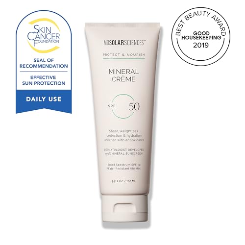 MDSolarSciences Mineral Crème SPF 50 Sunscreen for Face – Water-Resistant, Broad Spectrum UV Protection – Blendable Micronized Zinc Oxide – Smooth, Natural Matte Finish