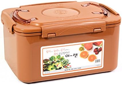 Premium Kimchi, Sauerkraut Container Probiotic Fermentation with Inner Vacuum Lid (Earthenware Brown, 0.45 gal/ 1.7L)