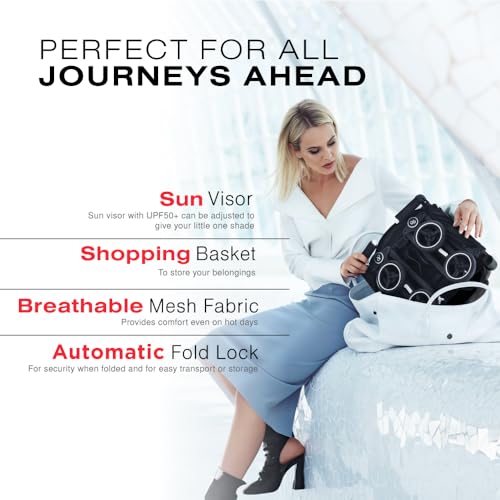 gb Pockit+ All-Terrain, Ultra Compact Lightweight Travel Stroller with Canopy and Reclining Seat in Velvet Black