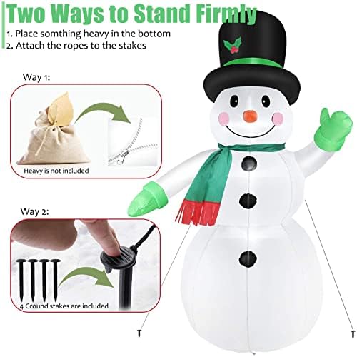 7 FT Christmas Inflatables Snowman Outdoor Yard Decorations, Christmas Blow up Snow Man with LED Lights & Black Hat