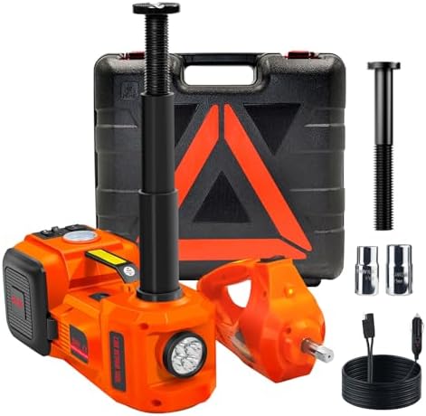 E-HEELP Electric Car Jack Kit 5 Ton 12V with Impact Wrench, 6.1-17.7 in