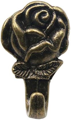 Rose Shape Push Pin Hangers Wall Hooks (12 - Pack, Antique Brass)