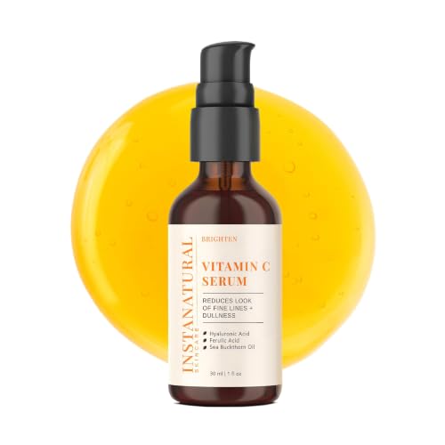 InstaNatural Vitamin C Face Serum, Brightens, Hydrates and Reduces Signs of Aging, with Vitamin C, Hyaluronic and Ferulic Acid, 1 FL Oz | All Skin Types, Brightens, Hydrates, and Reduces Signs of Aging, with Vitamin C, Hyaluronic Acid, and Ferulic Acid
