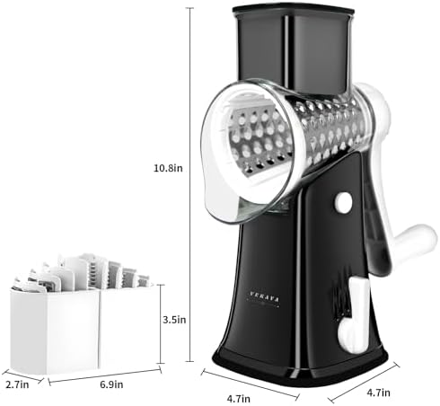 5 in 1 Rotary Cheese Grater Hand Crank, Cheese Shredder with Handle