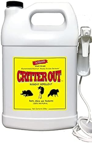 Mouse & Rat Repellent: Rodent Repellent: Critter Out 1 Gallon Ready to Use | Mouse & Rat repellent, Peppermint Oil Repellent, Get Rid of Rats, Prevent Nesting, Stops Chewing, Protect Engine Wiring